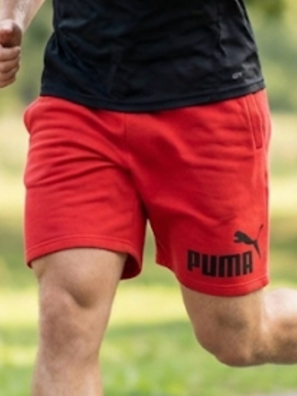 Puma Red Athletic Shorts with Black Logo